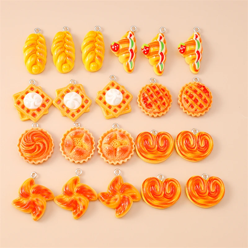 20 Stück niedliche, gemischte Anhänger in Form von Lebensmitteln und Brot aus Harz zum Basteln von Halsketten, Ohrringen, Armbändern, für DIY-Handarbeiten und als Schmuckzubehör. – Detail 9