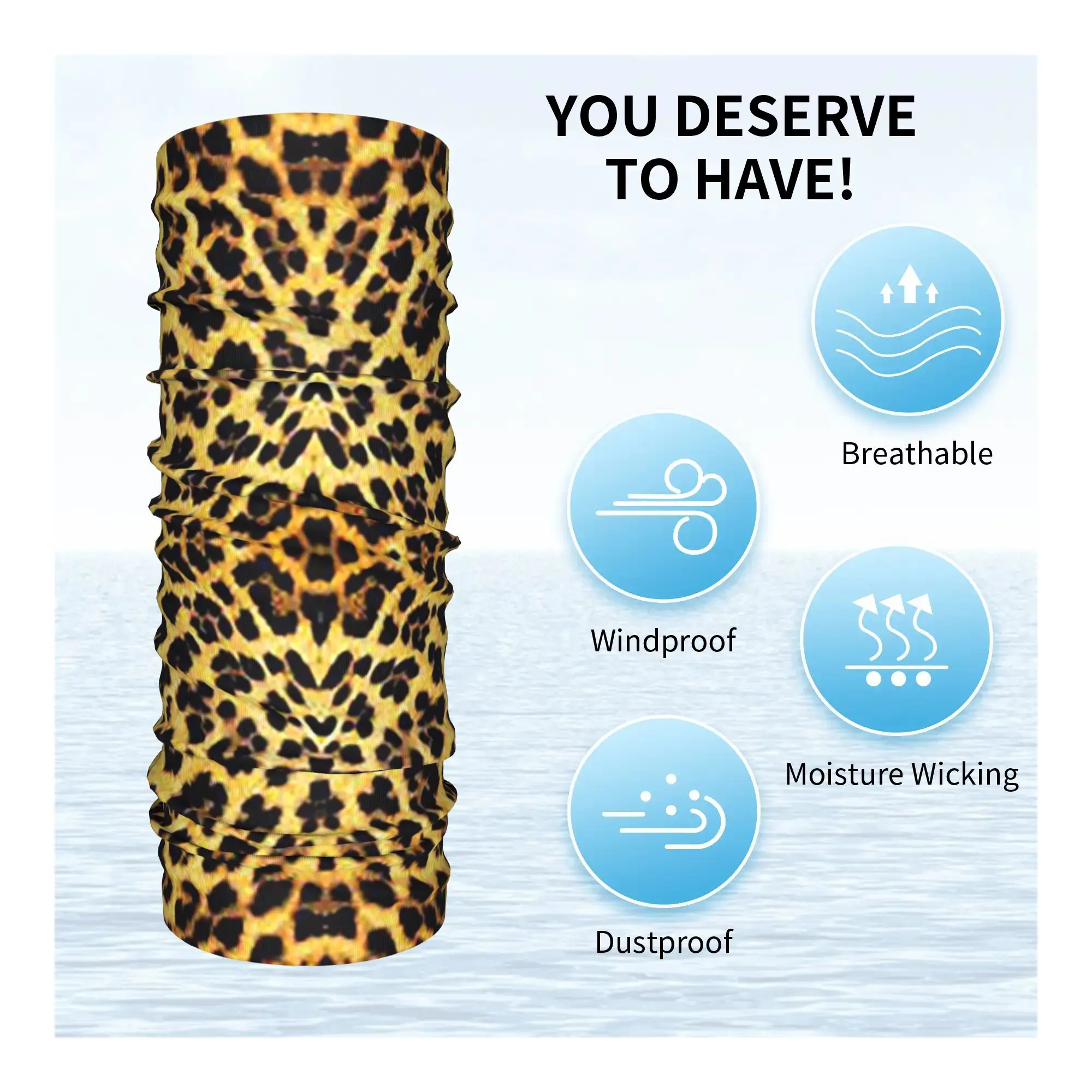 Leopard Print Bandana Neck Gaiter Printed Face Scarf Multi-use Face Mask Running For Men Women Adult All Season