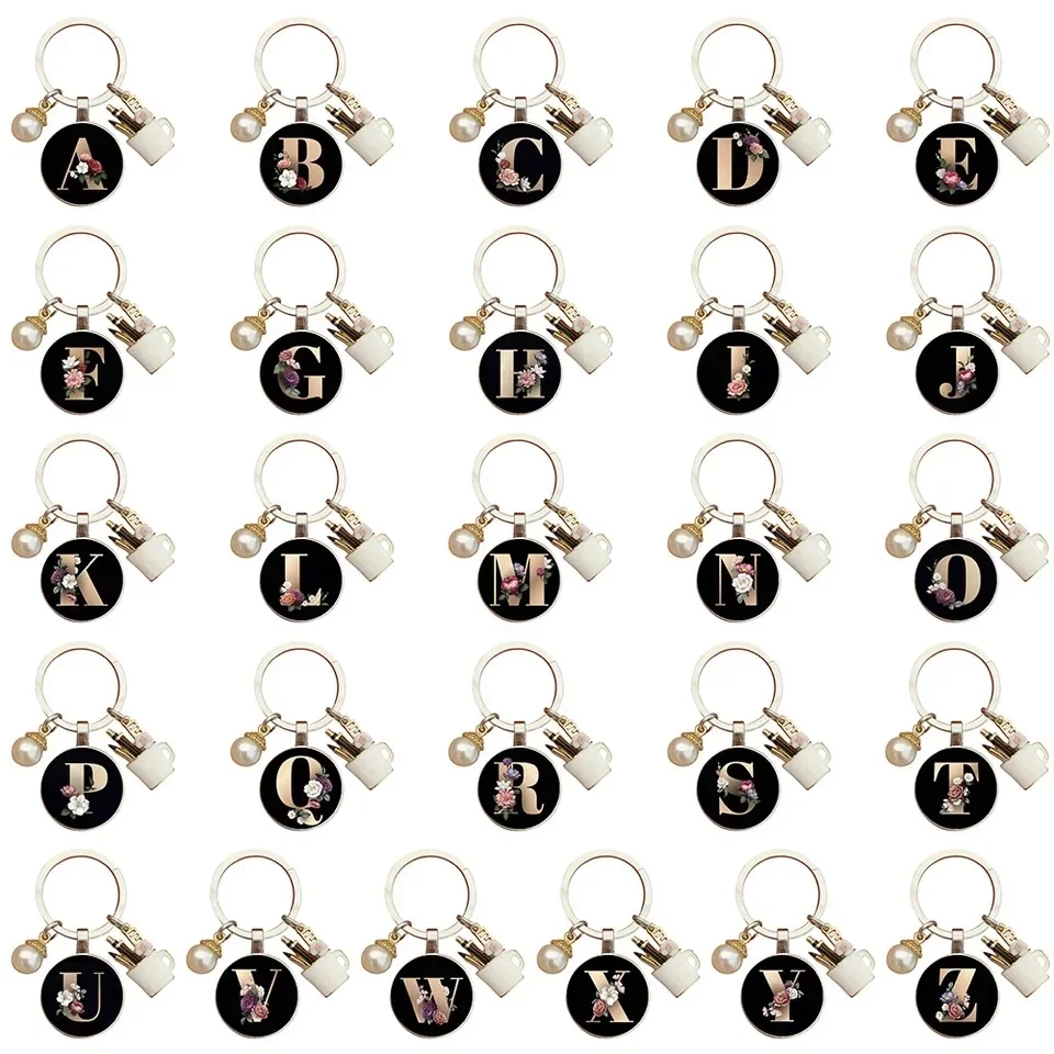 Initial Letter Keychains Car Keychain Key Ring Letter A-Z Keyrings Alphabet Letter Charm for Women Men Bag Ornaments Accessories