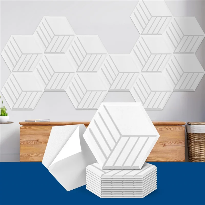

B93B-12 Pack Self Adhesive Acoustic Panels, 14 X 12 X 0.4Inch Soundproof Wall Panels, Sound Absorbing Panels