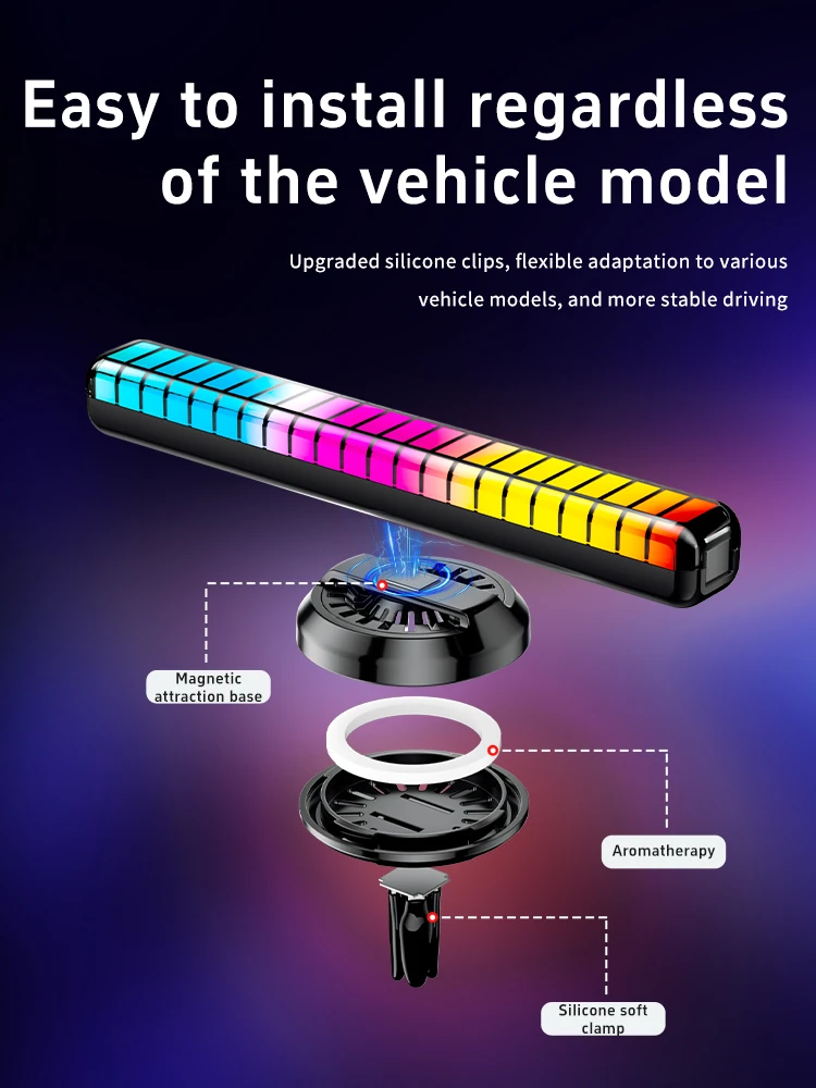 شريط إضاءة جو شاشة ثلاثية الأبعاد لتصدير السيارات، جو عطري، أوضاع متعددة قابلة للتعديل، ضوء لاقط إيقاع LED RGB