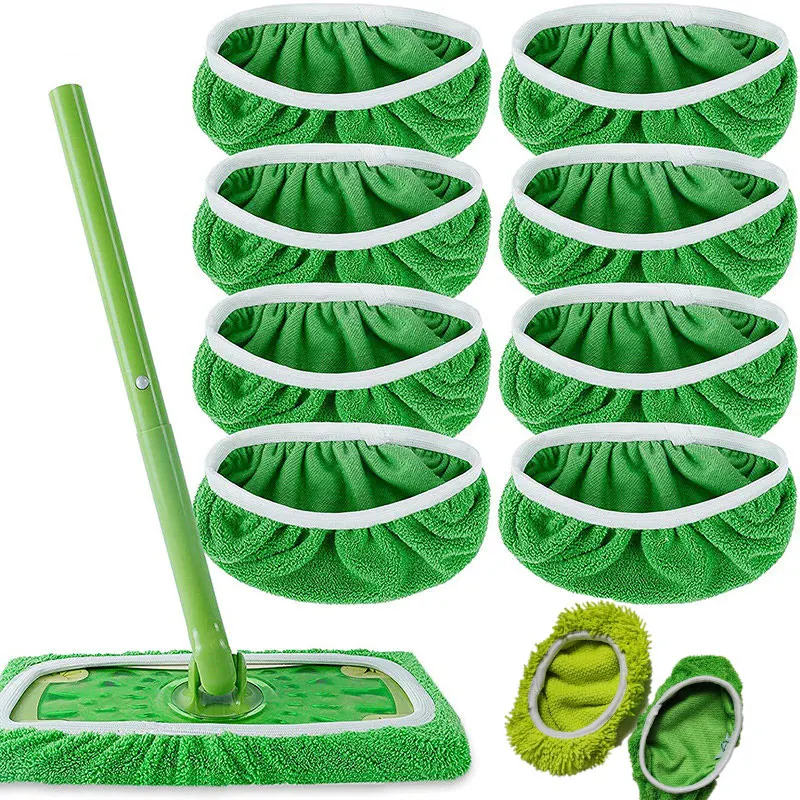 

Microfiber Mop Cloth Absorbent Sponge Replacement Reusable Suitable for Swiffer Flat Mop Household Accessories Green Bathroom