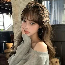 Y2k Leopard Print Double Layred Bow Large Hair Clips for Women Vintage Semi-tied Hair Spring Duckbill Clip Premium Accessories