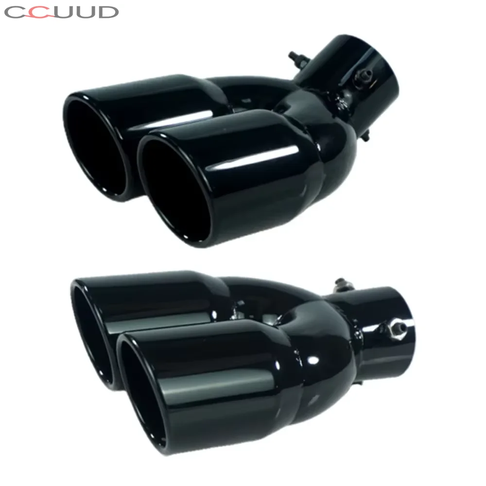 Universeller 63mm Auto-Auspuff-Endrohr mit Doppelrohr, schwarz-titanfarbener Auslass, Edelstahl-Autozubehör
