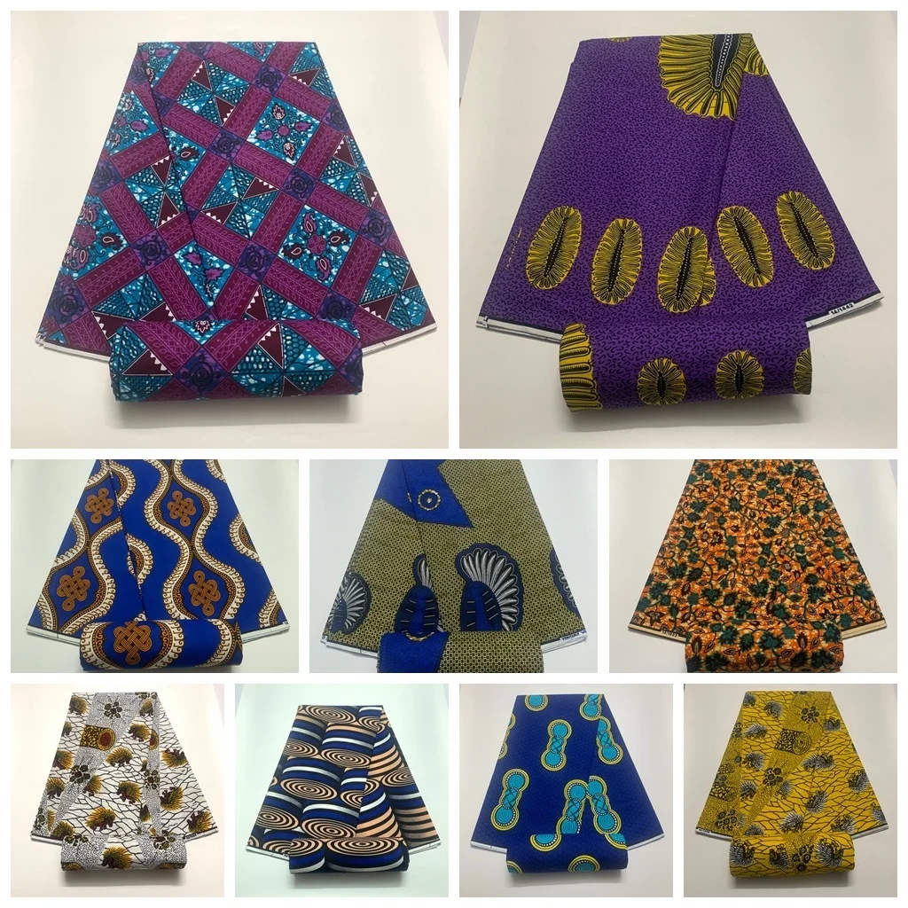 

2024 high quality ankara fabric pagne african real wax print cotton 100% tissus wax africain for wedding sewing material 6yard