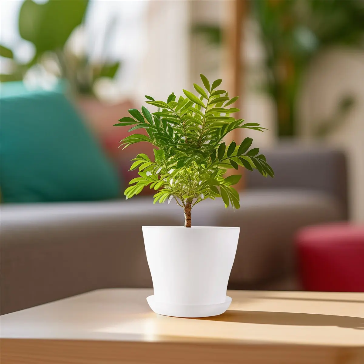 A78I Plastic Plant Flower Pot Planter With Saucer Tray Round Gloss Home Garden Decor, White Upper -, 10cm / 3.94