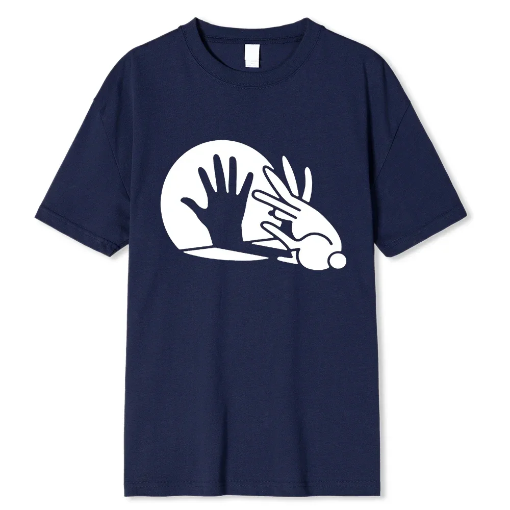 Men Women Funny Rabbit Shirt Animal Bunny Lover Shadow Play Pun Gift T-Shirt Oversized Tops Shirt Prevailing 100% Cotton T Shirt