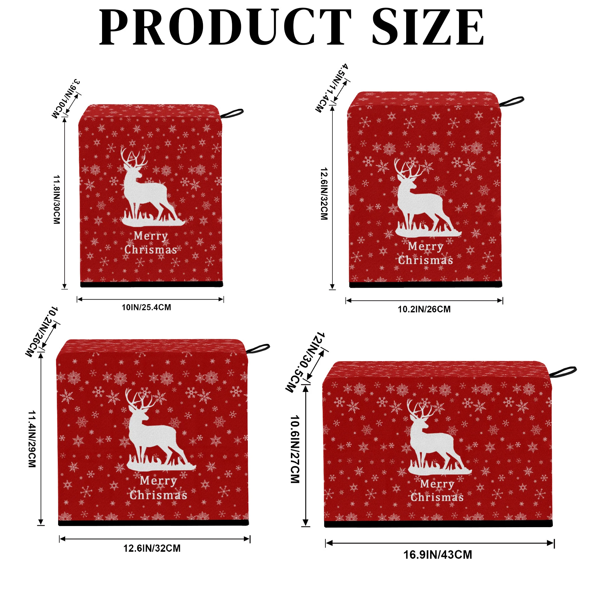 1pc Personalized Christmas Coffee Machine Cover Custom Name Text Red Snowflake Reindeer Dust Cover for Kitchen Holiday Decor
