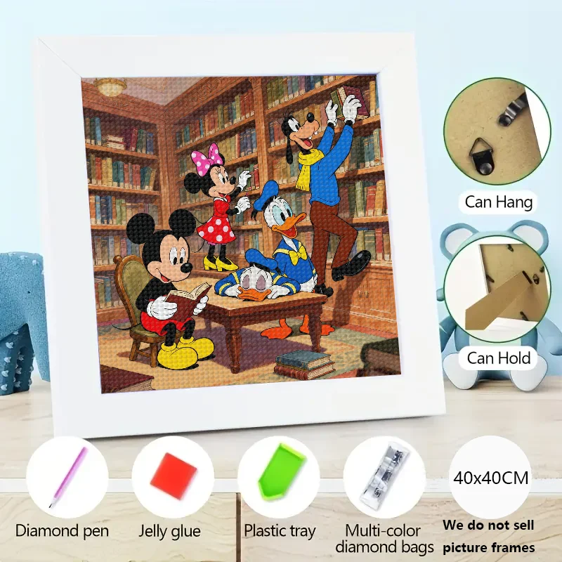 

1 шт. Disney Микки Маус и друзья библиотека сцена 5D набор для алмазной живописи, полная дрель, вышивка стразами, вышивка крестиком, художественное ремесло