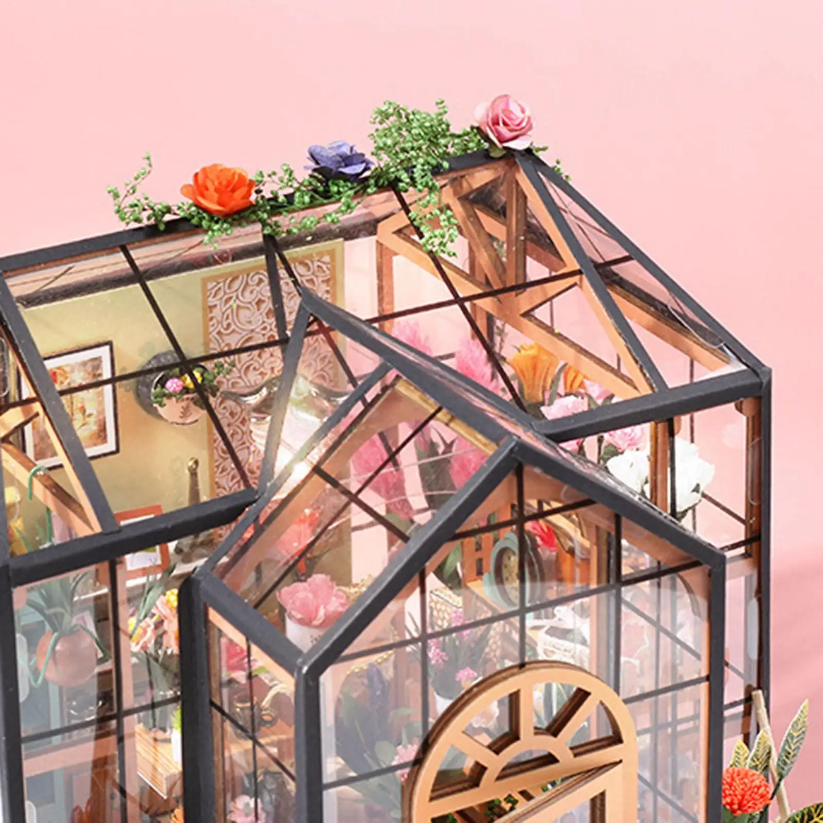 

Miniature House Kit 3d Tiny Home Greenhouse Kit Decor Display For Shelf Bedroom Room Teens Christmas Halloween Bookshelf Library