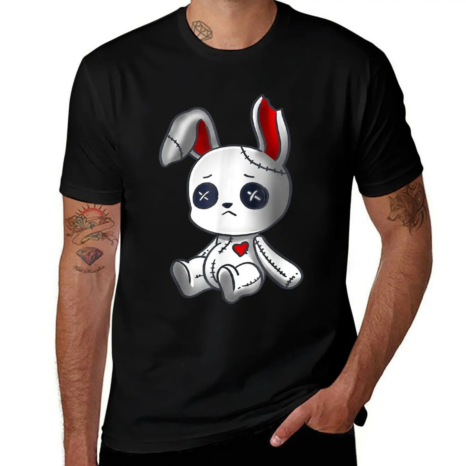 

Goth Bunny Cute Creepy Emo Clothes Kawaii Bunny T-Shirt Fashion Pattern Printed Tee Shirt