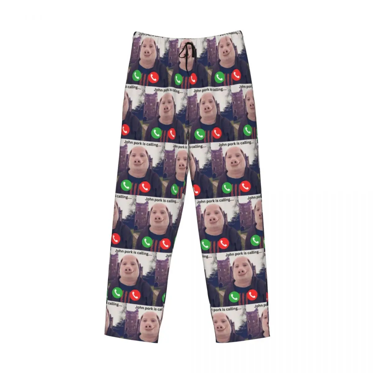 Custom John Pork Pajama Pants Men Sleepwear Sleep Lounge Bottoms with Pockets
