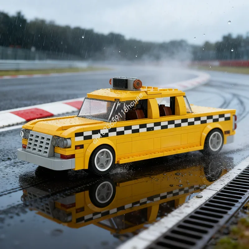 

423pcs MOC Taxi Driver NYC Checker Cab Carsed Model Building Christmas gift blocks Assemble creative Brick Kids toys Birthday