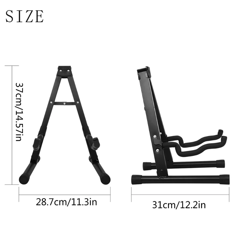 Universal Metal Folding Guitar and Ukuleles Floor Stand, Adjustable Holder, Stable and Well Constructed