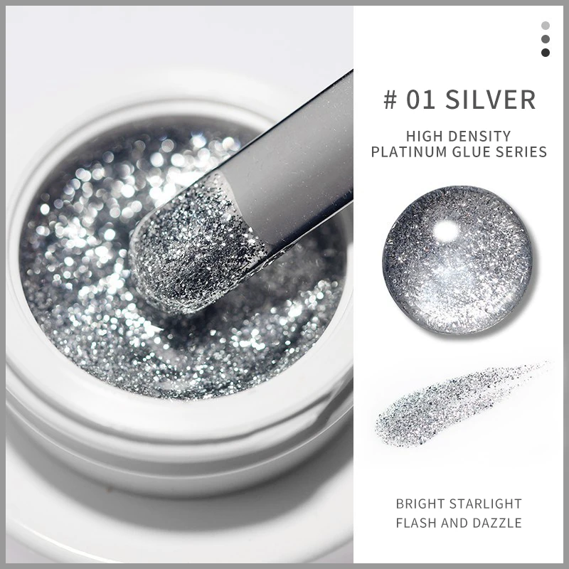1Jar High Density Glitter Platinum Glue Nail Art Gold Silver Platinum Drawable Line Painted Line Nail Glue 5g UV Gel Varnish #GY