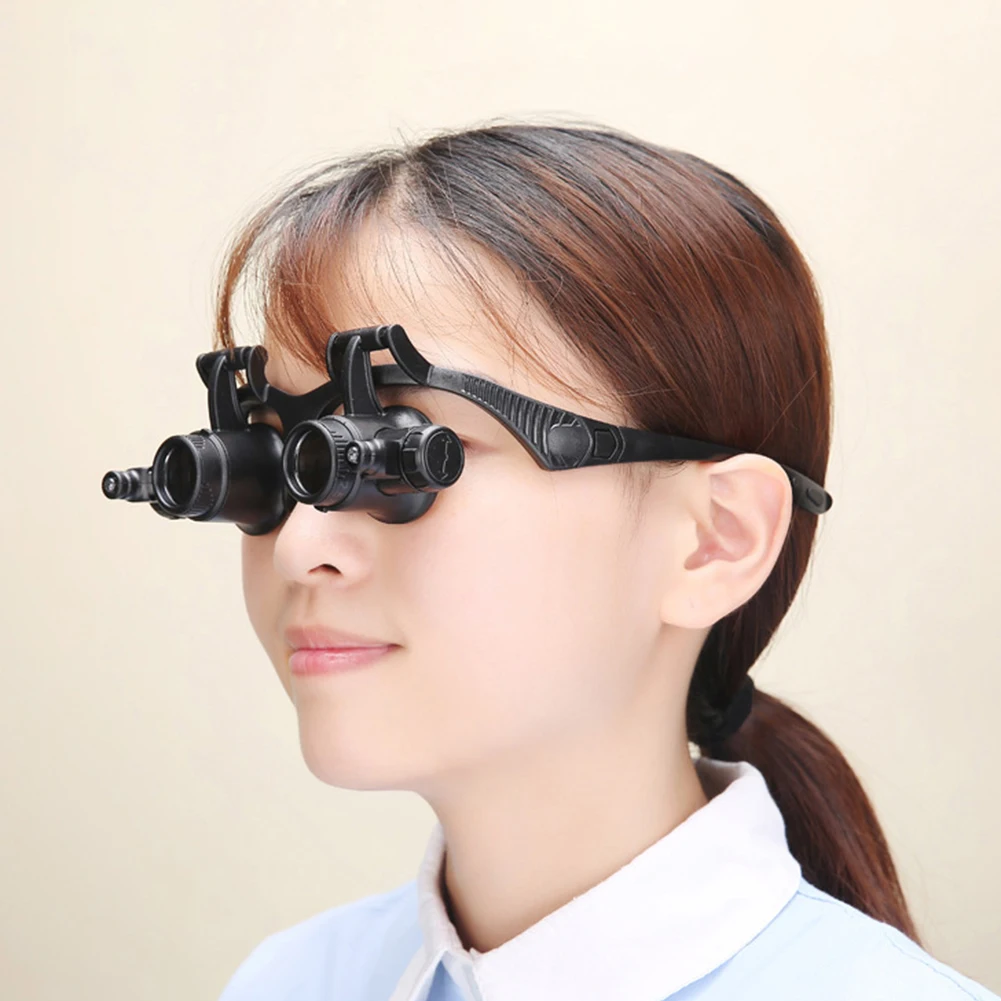 Magnifier Headband Eyewear Loupe Repair Helmet Head Wearing Magnifier Glasses with LED Observation Headband Eyewear