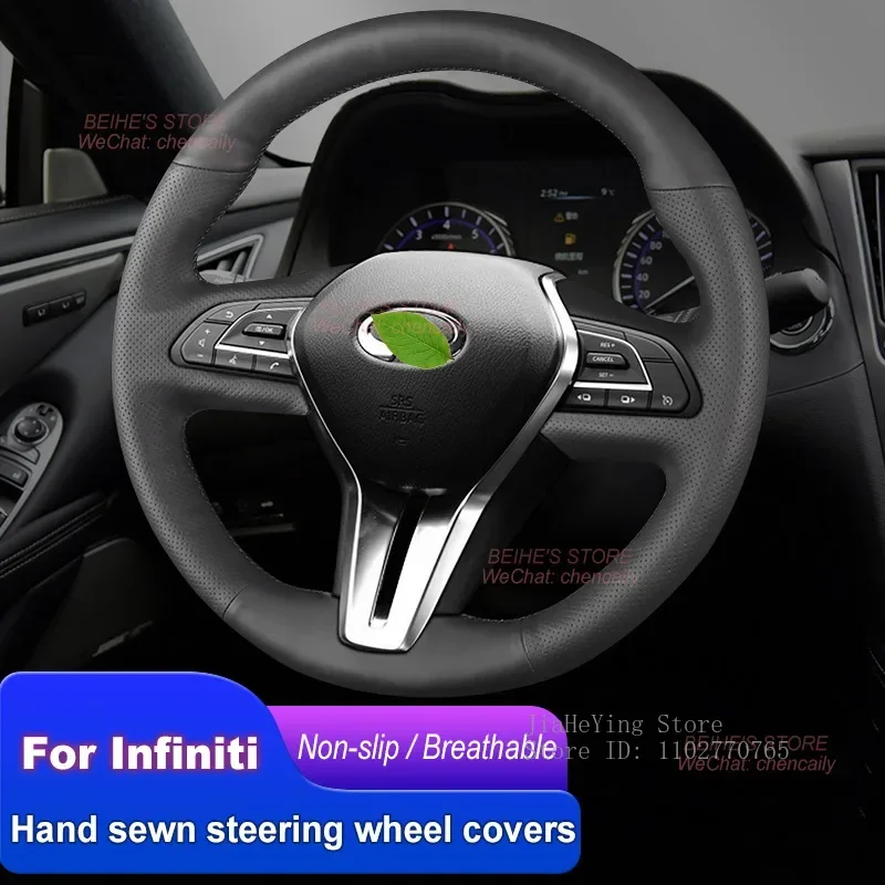 

Hand-stitched Non-slip Durable Nappa Leather Car Steering Wheel Cover for Infiniti Q50L Q60 QX50 2018-2022 Interior Accessories