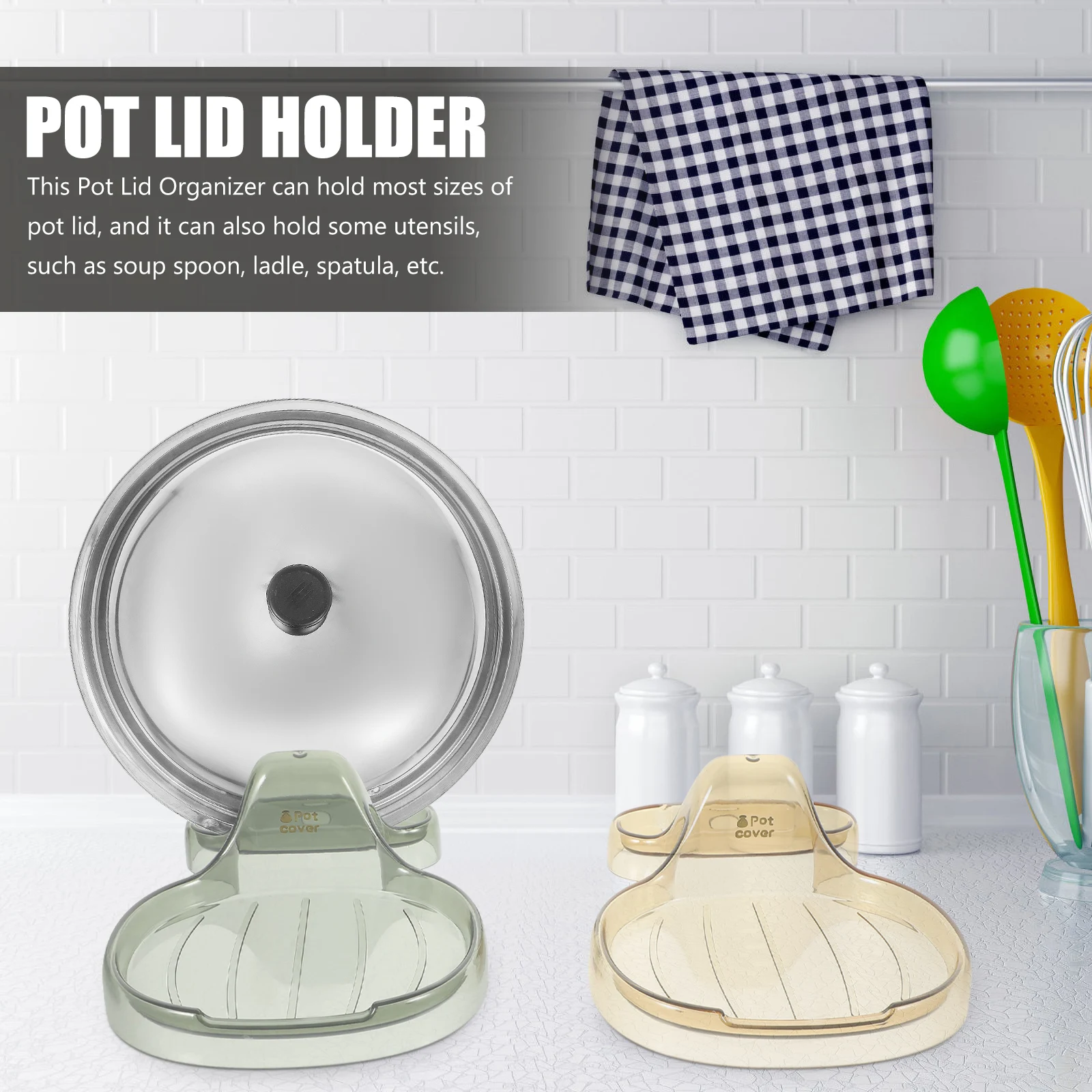 

2 Pcs Pot Lid Rack Spatula Spoon Shelf Fits Most Sizes Kitchen Holder Counter and Rest for Stove Pp Cooking Gadgets Foldable