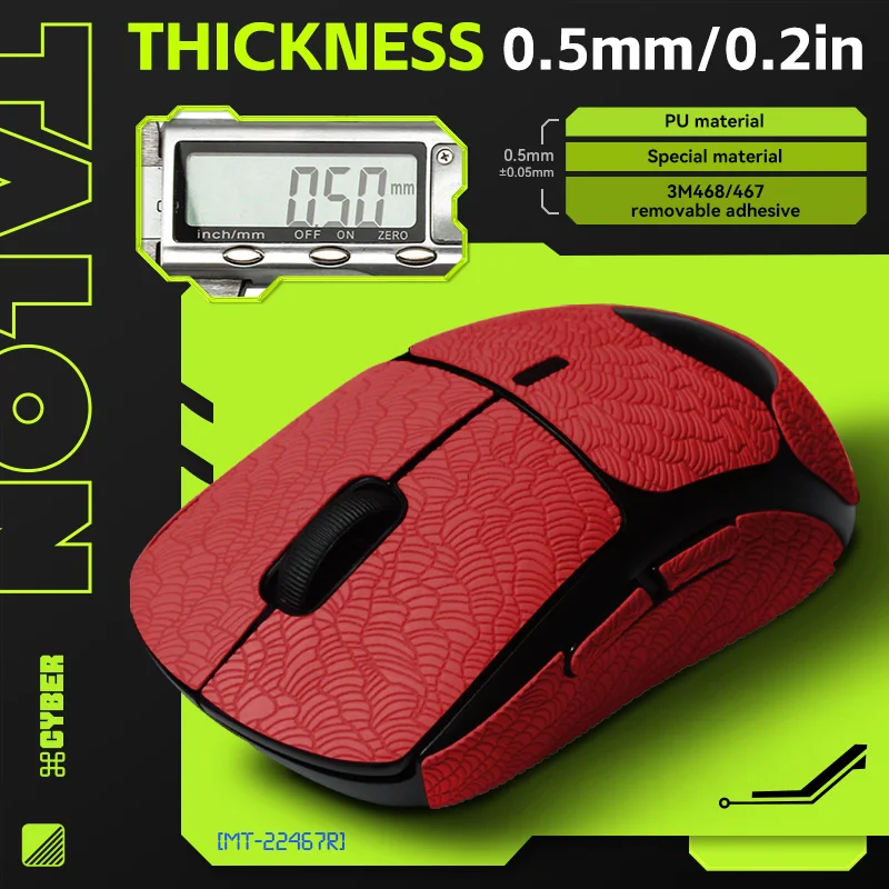 Nastro adesivo per Mouse TALONGAMES rosso per Mouse Wireless Logitech Gpro, assorbimento del sudore del palmo, nastro antiscivolo All-Inclusive laterale