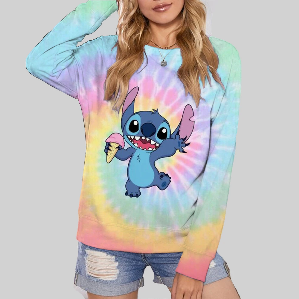 

Disney Stitch print Hoodie Women's O-Neck Y2k Sudaderas Fashion Hoodies Girl Long Sleeve Pullovers Cartoon Trend Sweatshirts