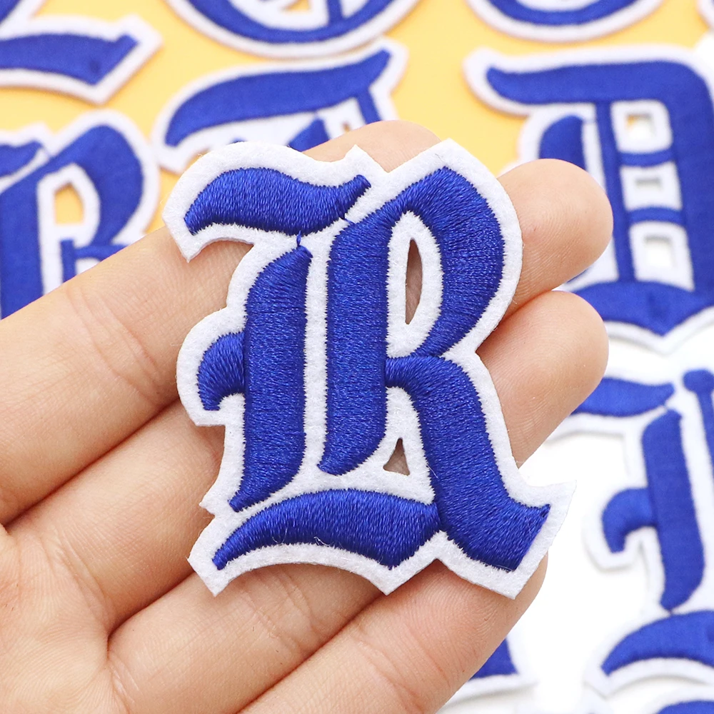 1PC Blue Gothic Alphabet A To Z Iron On Sew On Embroidered Letters Patch For Clothing Hats Shoes Backpacks Decor Easy To Apply