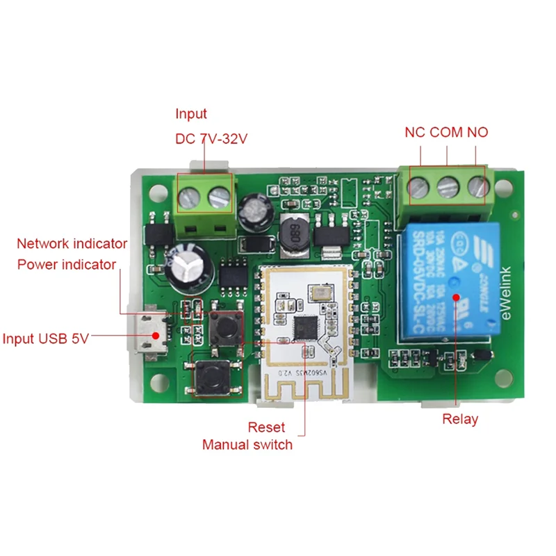 AC/DC 7V-32V умный WiFi модуль переключателя двигателя WiFi + Bluetooth 1-канальное реле дистанционного управления Ewelink для Alexa Google Home