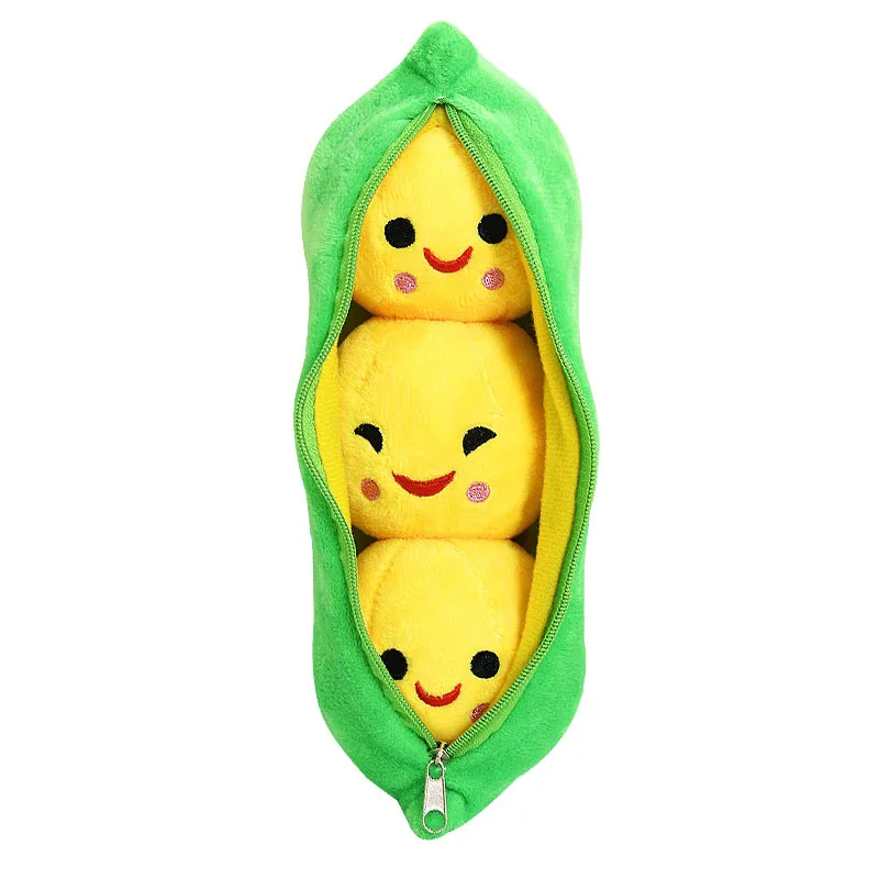 Creative Cute Pea Pillow Yellow Bean Green Bean Expression Plush Doll Children's Funny Doll