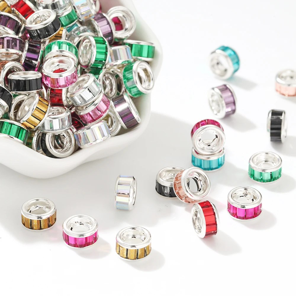50 Stück 6x10mm Bunte Trommelperlen Großloch-Glasperlen für Schmuckherstellung DIY Armband Handgemachtes Zubehör – Detail 6
