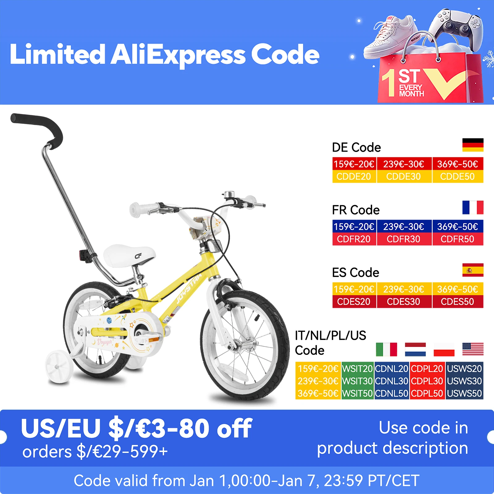 JOYSTAR Voyager 14 18 20 Inch Kids Bike Ages 3-12 Years, with Aluminum Alloy Frame, Lightweight Kids' Bicycle for Boys Girls