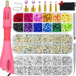 Rhinestones Applicator Kit, Bedazzler Kit with Rhinestones, Hot Fix Rhinestone Setter Tool Kit,Heat Fixed Machine Gun Set Fabric