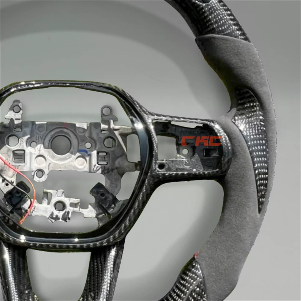 For H-onda C-ivic 2022 2023 2024 2025 Customized black Carbon Fiber red stitch LED Steering Wheel