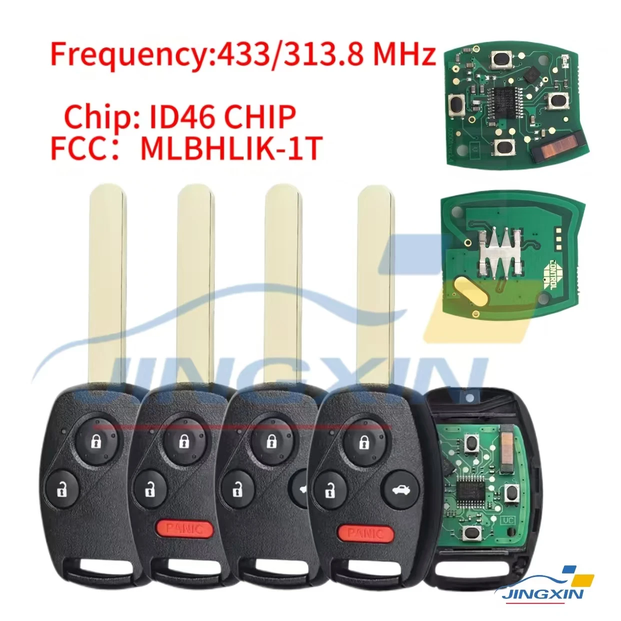 Jing xin sleutel Afstandsbediening Autosleutel 2/2 + 1/3/3 + 1 Knoppen 313/433MHZ ID46Chip Voor Honda CR-V 2007 2008 2009 2010 2011 2012 2013 MLBHLIK-1T