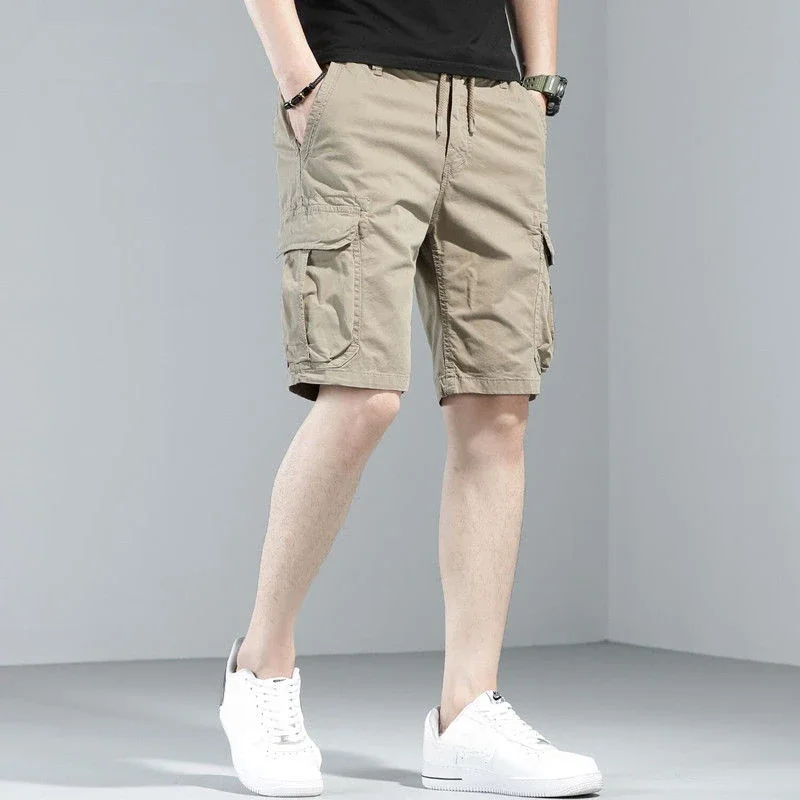 Short Pants for Men Work Khaki Mens Cargo Shorts Slim Button Cotton Homme Big and Tall Strech Comfortable Streetwear Y2k Popular