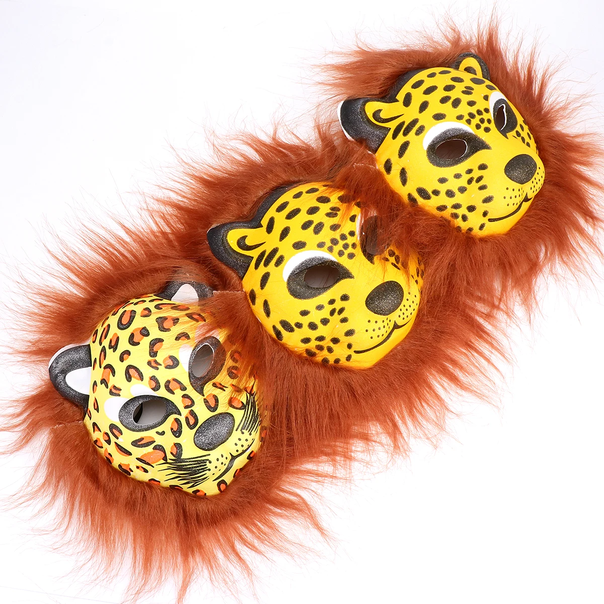 

3Pcs Cheetah Mask Halloween Animal Plush Decorative Mask Funny Festival Cosplay Accessory Soft Breathable Party Decoration Props