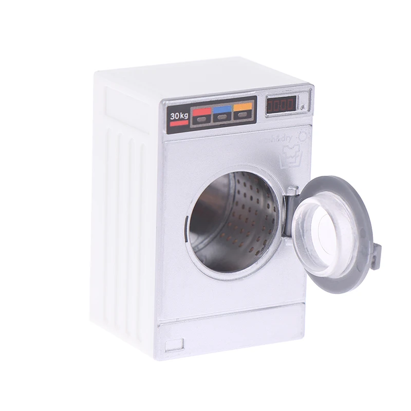 1:12 Poppenhuis Miniatuur Wasmachine Trommelwasmachine Huishoudapparaat Wasserij Model Poppenhuis Meubels Decor Speelgoed 3.3*5*2.5Cm