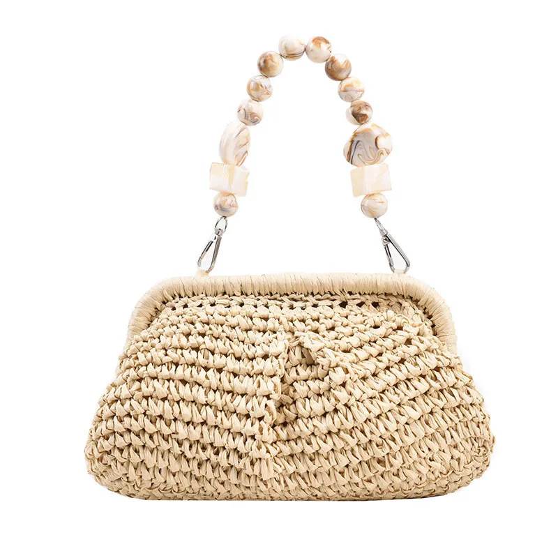 2024 Straw Dumpling Clutch Bag Woven Straw Tote Straw Clutch Purse Women Summer Beach Bag Wicker Clutch Straw Purses For Women