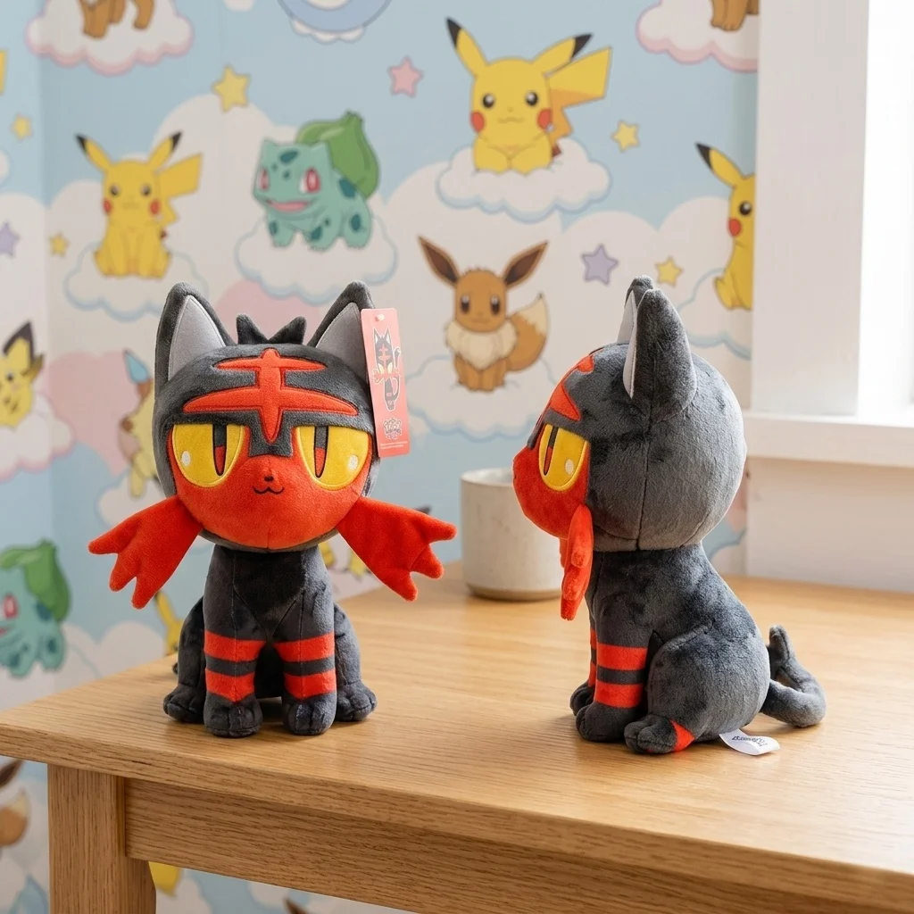 

Pokemon Litten Plush Toys Cats Stuffed Doll Anime Hobbies Collection Cartoon Home Decor Toys Kids Dolls Cute Birthday Gifts