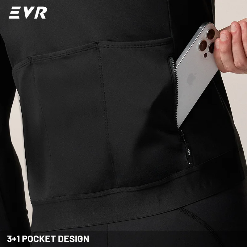 EVR Men's Winter Fleece Cycling Set Thermal Long Sleeve Jersey Bib Pants Warm Breathable Quick Dry Road Bike MTB Cycling Suit