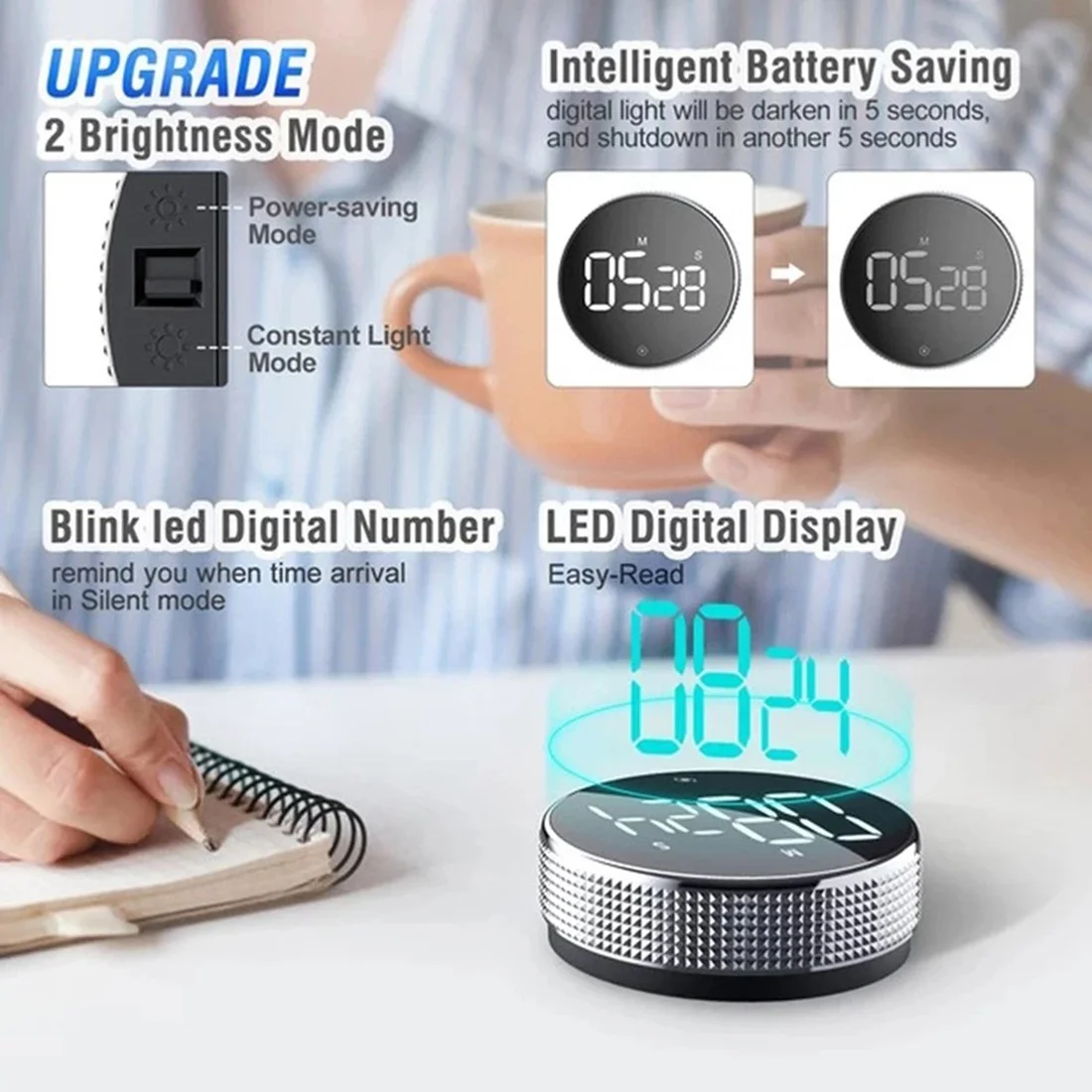 Magnetic Digital Timer for Kitchen Cooking Shower Study Stopwatch LED Counter Alarm Remind Manual Electronic Countdown