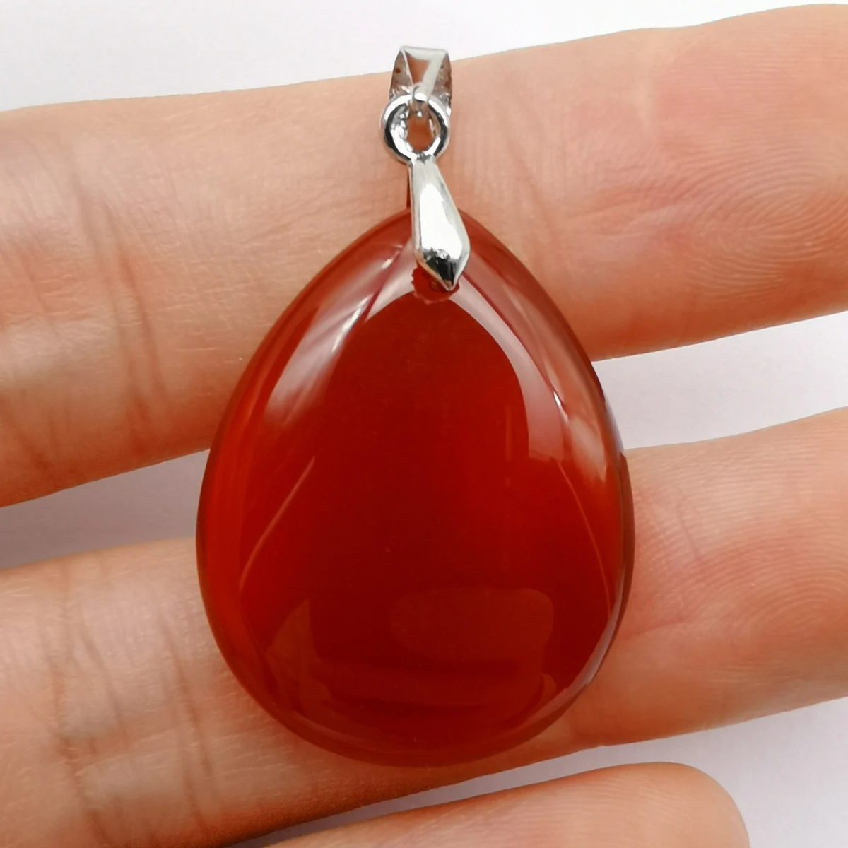 Natural Red Agate Stone Teardrop Pendant Lucky Jewelry S401
