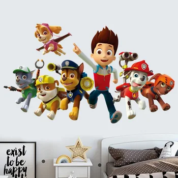 Yeni Sıcak 3D PAW Çocuk Karikatür duvar çıkartmaları Su Geçirmez Ev Dekorasyon Devriyeleri çocuk Odası PVC DIY Vinil Duvar Kağıdı Hediyeler