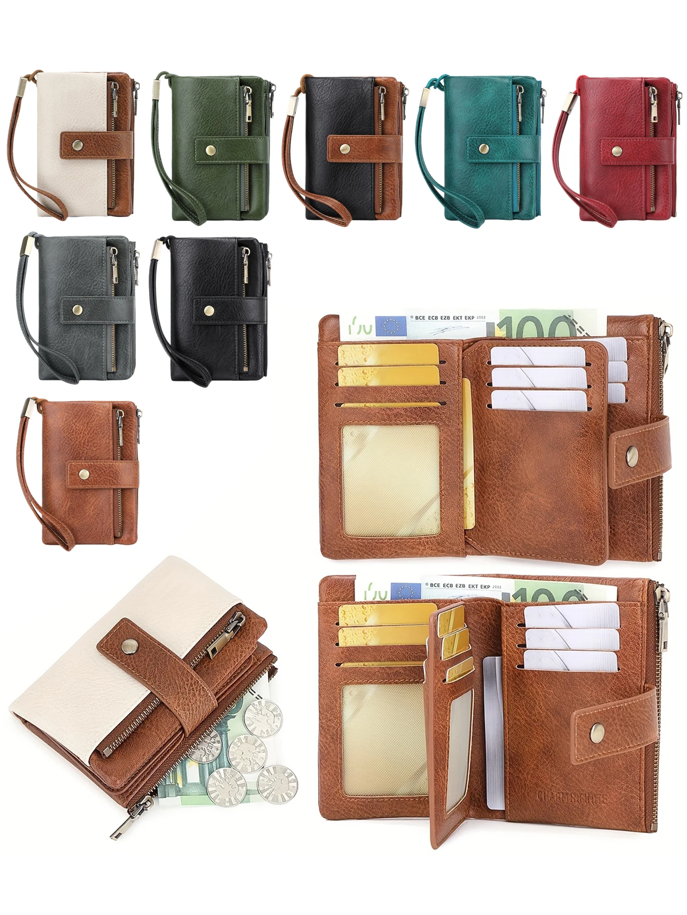 

Minimalist Trifold Short Wallet - Waterproof Slim Design Credit Card Holder Coin Purse for Commute & Travel