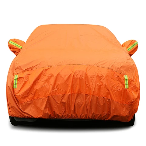 Universal laranja capa de carro ao ar livre sol poeira proteção uv completa capa protetor à prova dwaterproof água para bmw audi honda hyundai kia