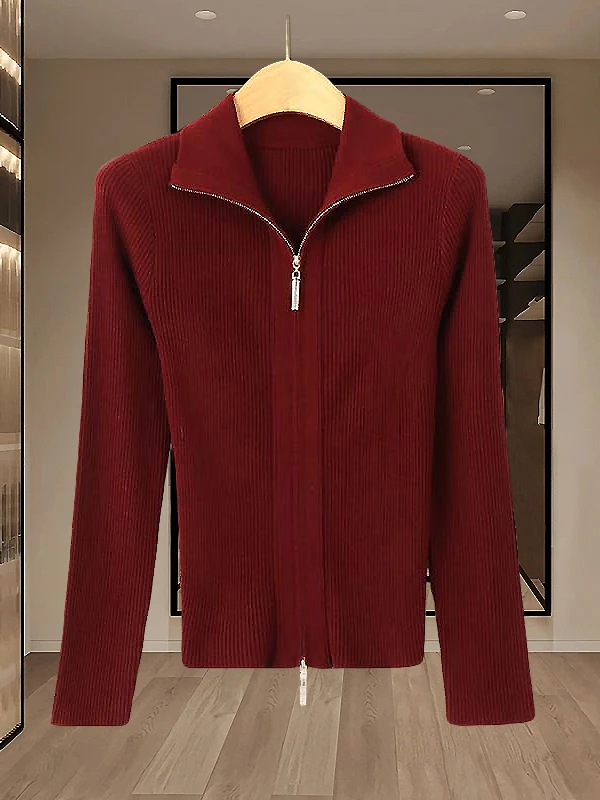 

Faionable Knitted Stand Collar Open Cardigan Women's plus Size Slimming Casual Versatile Spring Top Leisure Fit All-Match