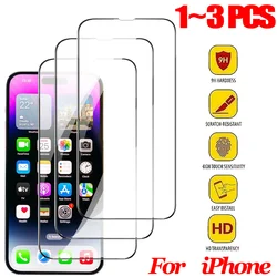 1-3PCS Screen Protector Film For iPhone 16 15 14 13 Pro Max Tempered Glass iPhone 11 12 Pelicula mica iPhone15 Pro Plus 13 Mini