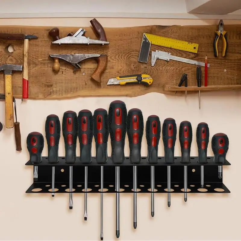 Screwdriver Wall Storage Wall Hangable Screwdriver Rack Metal Screwdriver Organizers Rack Wall Mounted Tool Organizers For