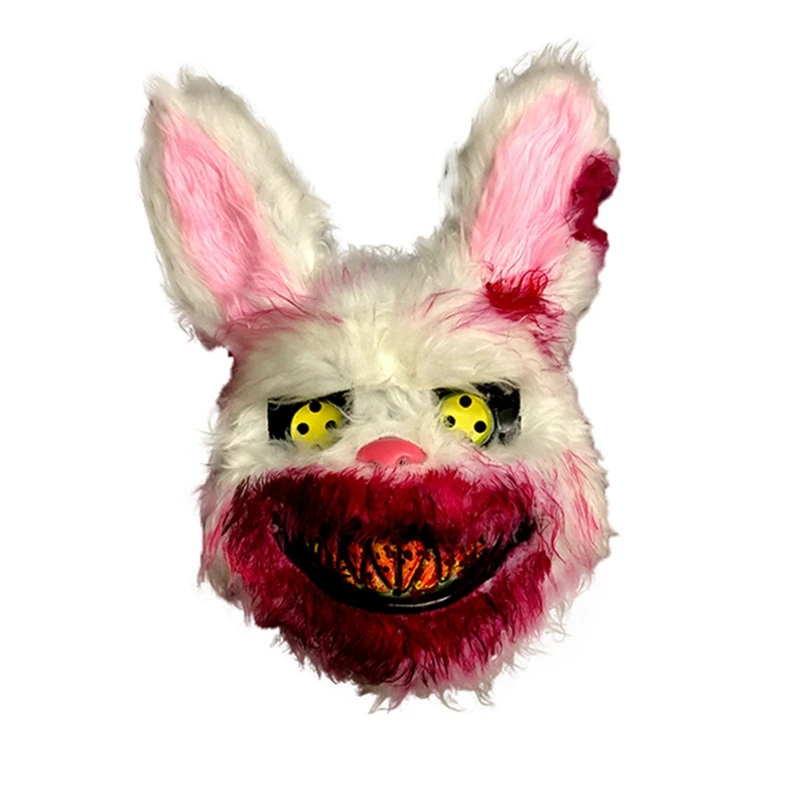 Halloween Carnival Headgear Props Rabbit Cosplay Mask Horror Masquerade Party Scary Head Cover Role Play Costume Blood Bunny