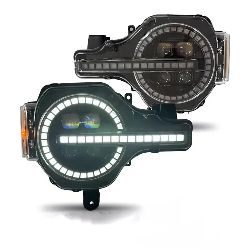 Pair Full LED Headlights Sequential Four Projector 12V New DOT-Certified Plug Play Bronco 2021-2024 Assembly 4 Lens 60W 6000