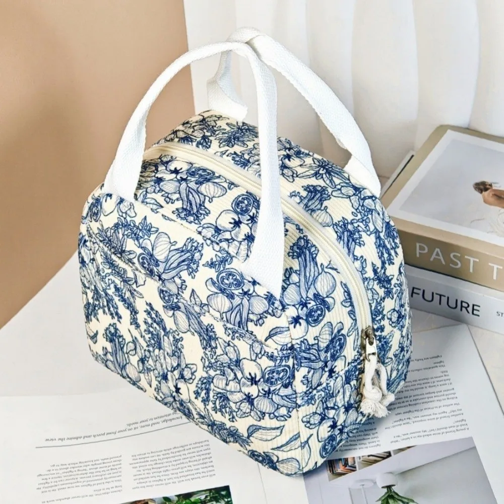 Floral Print Insulated Lunch Bag Aluminum Foil Liner Insulated Lunch Tote Bag Reusable Large Capacity Large Capacity Lunch Bag