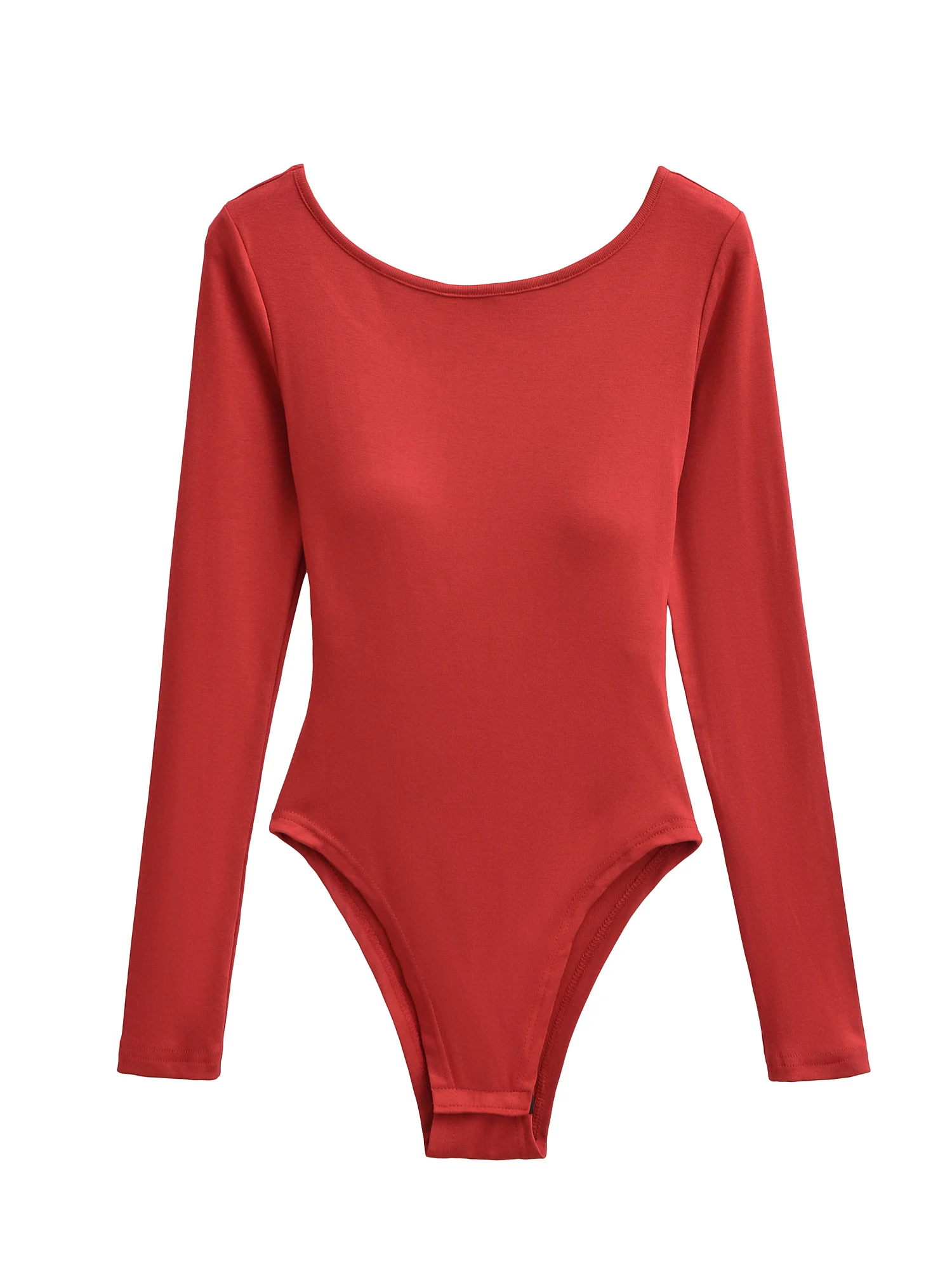 

American Sexy Cross Hollow out Ba Strap Chest Pad round Ne Long Sve Onesie Women's Elastic Tight Base irt